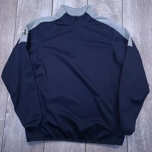 Ping SensorWarm Quarter Zip Pullover Mens Large Navy Blue Grey Long Sleeve Golf